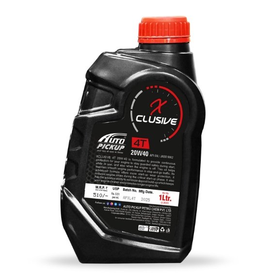 Auto Pickup Xclusive 4T Oil 20W40 4 Stroke Motorcycle Bike Engine Oil 1 Liter Back Side